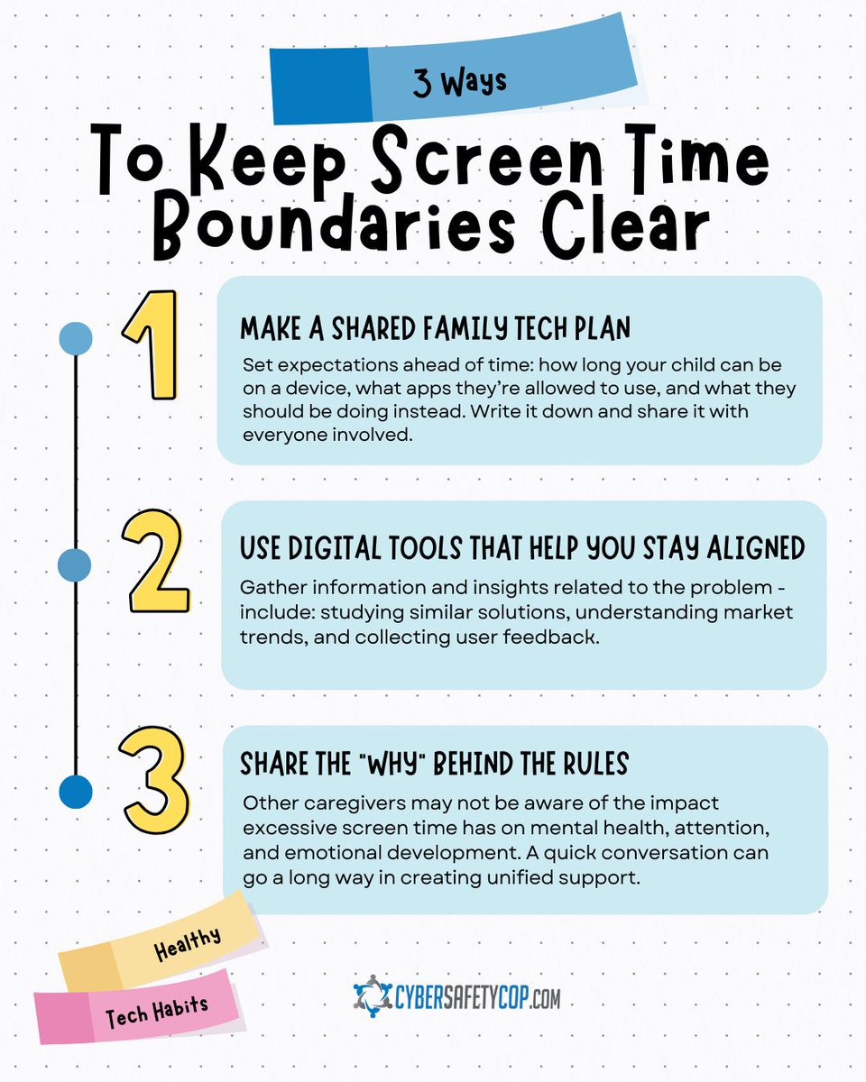 ☀️ Summer break = new routines... and sometimes new screen time challenges.

Whether your child is with a grandparent, babysitter, or co-parent, it’s crucial everyone is on the same page about tech use. Without a consistent plan, your child may spend way more time online than you