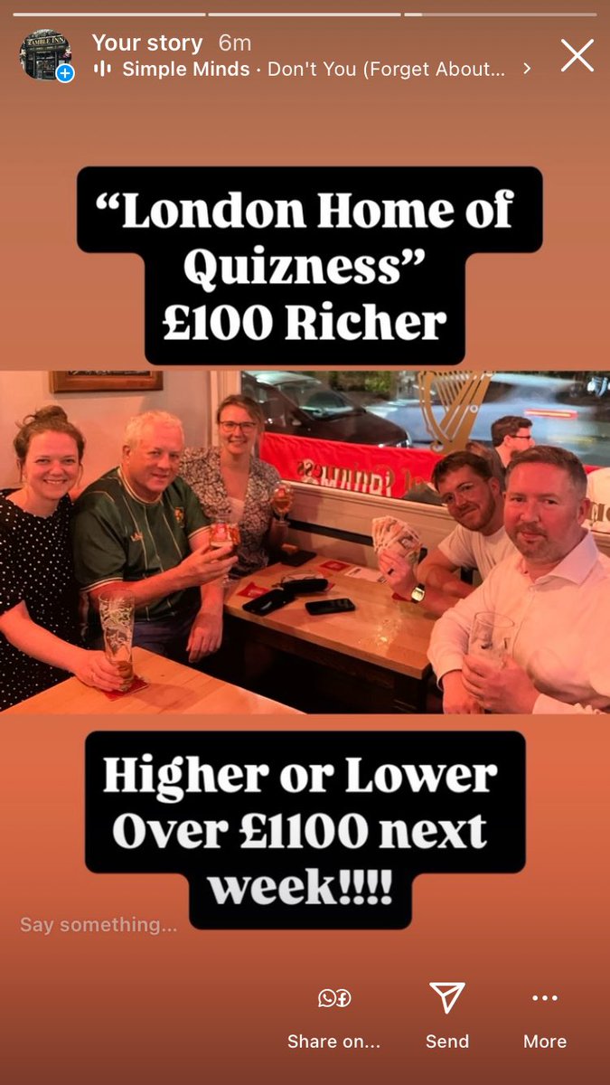 RambleTooting's tweet image. Congratulations to tonight’s Quiz Champions 👏 👏 👏
Higher or Lower rolled over again, next week over £1100!!!