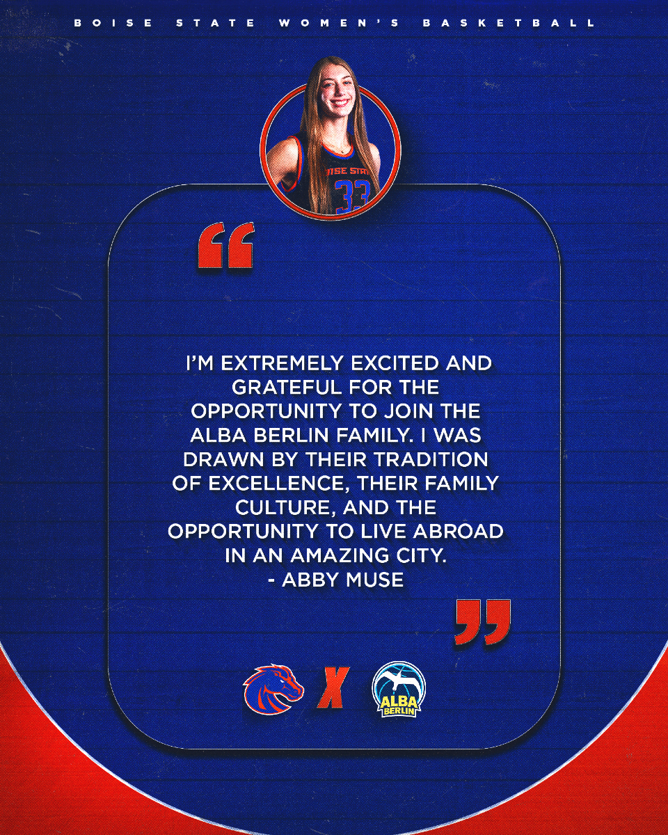 BroncoSportsWBB's tweet image. Abby Muse is going pro‼️😤
The program's all-time rebound and block leader has signed a professional contract with Alba Berlin!
#BleedBlue | #WhatsNext
