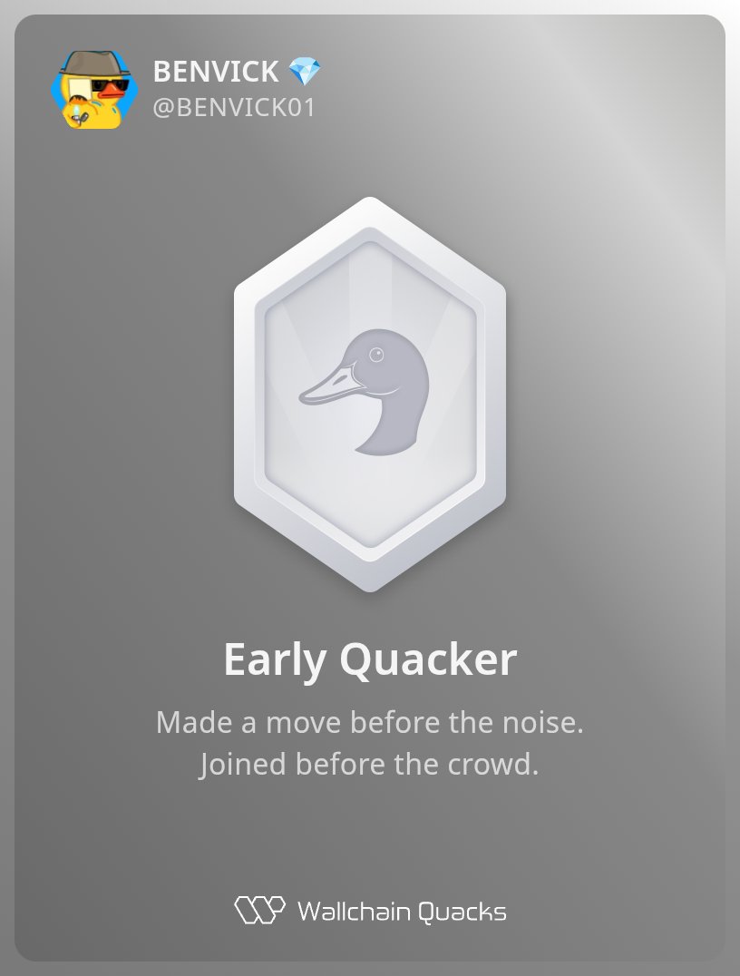 BENVICK.TON 💎 (@benvick01) on Twitter photo Just unlocked the Early Quacker on <a href="/wallchain_xyz/">Wallchain Quacks</a> 🏆
How cool is that?
Feels great to have my contributions recognized.
How’s Wallchain Quacks been treating you so far?
Not on board yet? Drop a comment for an invite 👇🦆 Just unlocked the Early Quacker on <a href="/wallchain_xyz/">Wallchain Quacks</a> 🏆
How cool is that?
Feels great to have my contributions recognized.
How’s Wallchain Quacks been treating you so far?
Not on board yet? Drop a comment for an invite 👇🦆