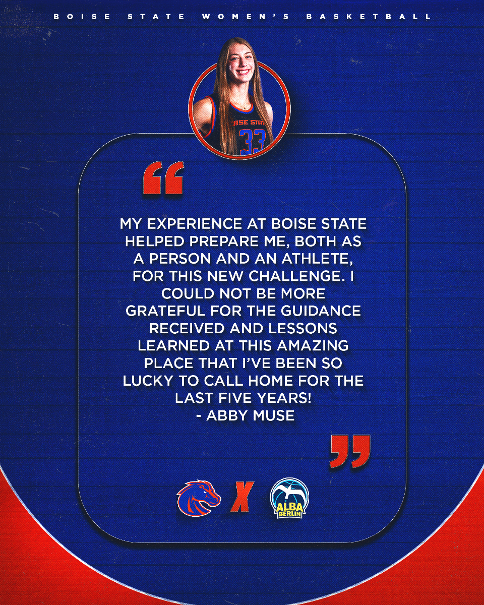 BroncoSportsWBB's tweet image. Abby Muse is going pro‼️😤
The program's all-time rebound and block leader has signed a professional contract with Alba Berlin!
#BleedBlue | #WhatsNext
