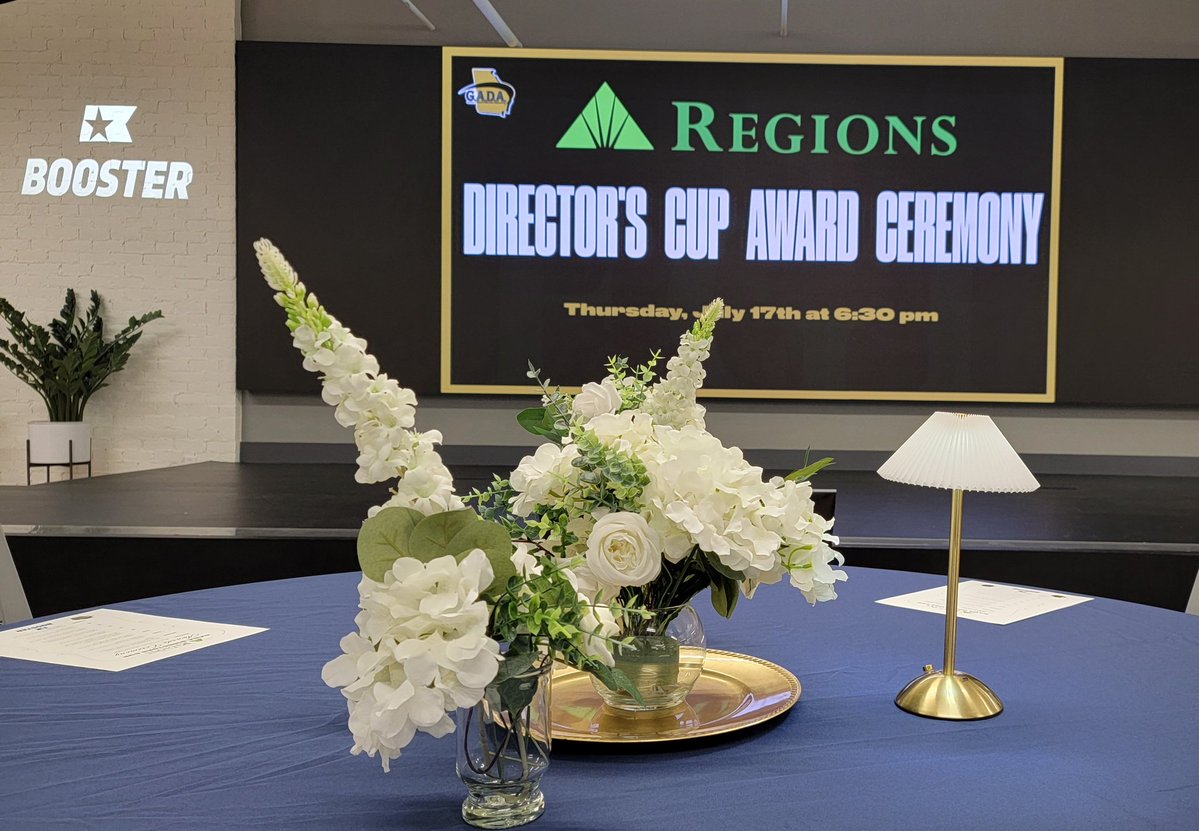 GADACOACHES's tweet image. Getting ready to celebrate Georgia’s best! 🏆
The stage is set, the trophies are shining, and the charcuterie is on point!
It’s almost time for the @RegionsBank Director’s Cup Awards Ceremony!
#GADA #DirectorsCup #GeorgiaAthletics #ADLeadership