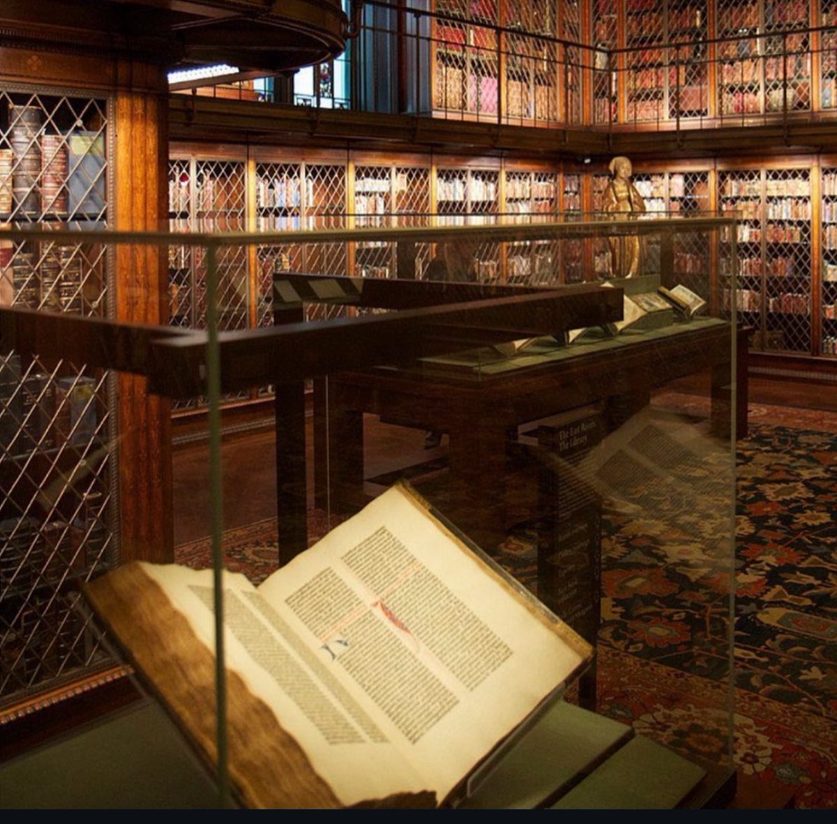 curatorWH's tweet image. The Gutenberg Bible was printed in Mainz in 1455 by Johann Gutenberg. There are Approximately twenty volumes worldwide, known to be in complete condition.
The Morgan Library and museum on Madison Avenue, displays one in pristine condition.