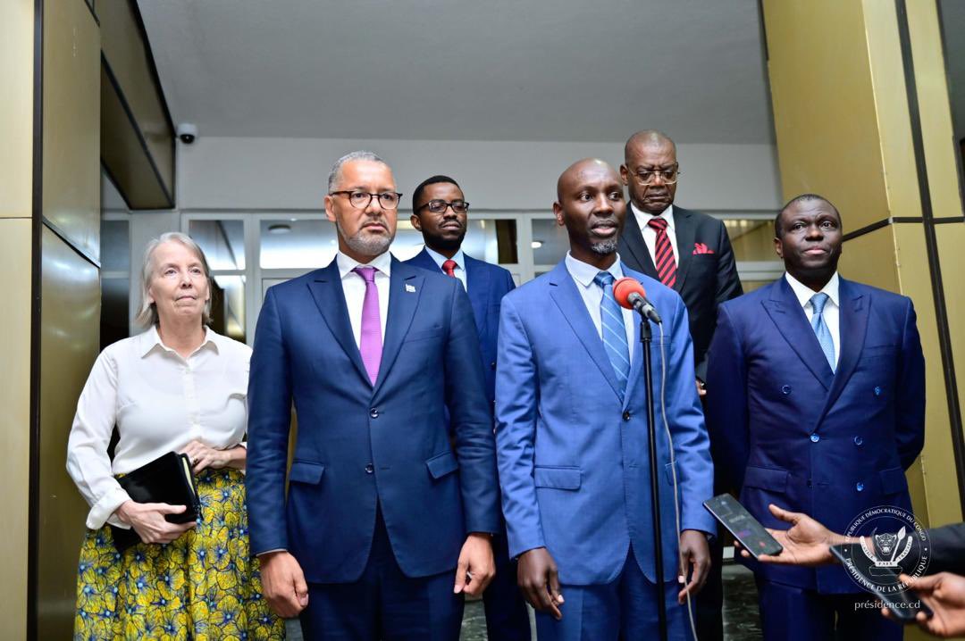 Presidence_RDC's tweet image. Ce jeudi à la Cité de l’Union africaine, le Chef de l’État Félix Tshisekedi a présidé la cérémonie de signature d’un accord de principe entre le gouvernement congolais et l’entreprise américaine Kobold Metals sur l’exploration minière en République Démocratique du Congo (RDC).…