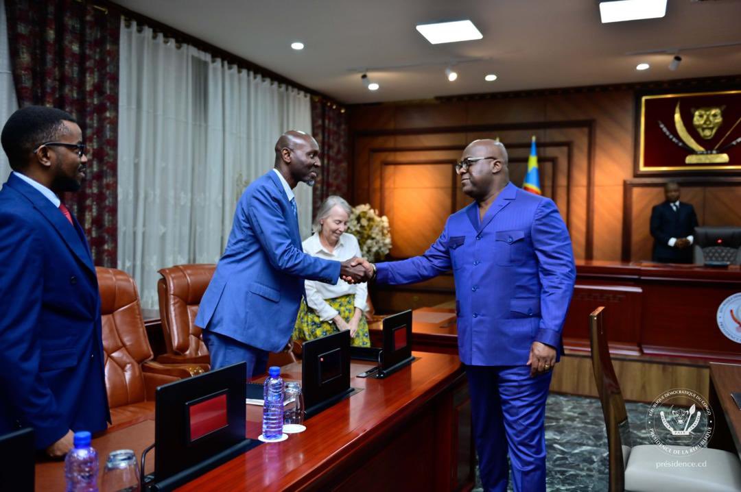Presidence_RDC's tweet image. Ce jeudi à la Cité de l’Union africaine, le Chef de l’État Félix Tshisekedi a présidé la cérémonie de signature d’un accord de principe entre le gouvernement congolais et l’entreprise américaine Kobold Metals sur l’exploration minière en République Démocratique du Congo (RDC).…