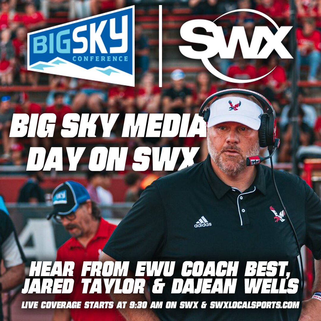 SWX Local Sports (@swxlocalsports) on Twitter photo ๐ฆ
Hear from the Eagles ahead of the 2025 season!๐
<a href="/EWUFootball/">EWU Football ๐</a> Head Coach <a href="/CoachBestEWU/">Coach Aaron Best</a> and captains <a href="/Jaredtaylorrr/">Jared Taylor</a> and <a href="/dajeanwells3/">Dajean</a> will join SWX at Big Sky Media Day! Our LIVE coverage starts Monday at 9:30AM on SWX & SWXLocalSports.com! ๐ฆ
Hear from the Eagles ahead of the 2025 season!๐
<a href="/EWUFootball/">EWU Football ๐</a> Head Coach <a href="/CoachBestEWU/">Coach Aaron Best</a> and captains <a href="/Jaredtaylorrr/">Jared Taylor</a> and <a href="/dajeanwells3/">Dajean</a> will join SWX at Big Sky Media Day! Our LIVE coverage starts Monday at 9:30AM on SWX & SWXLocalSports.com!