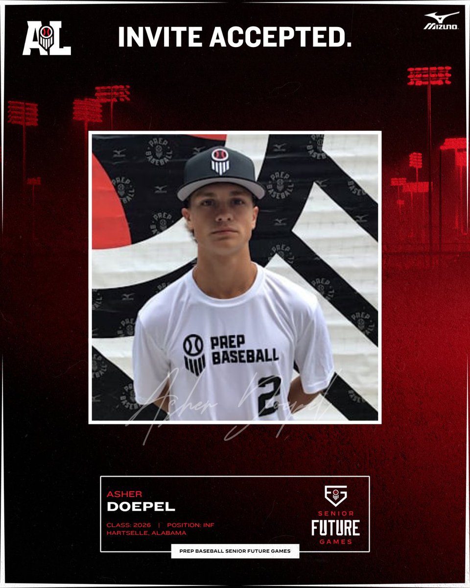 Prep Baseball Alabama (@prepbaseballal) on Twitter photo 𝐖𝐞𝐥𝐜𝐨𝐦𝐞 𝐭𝐨 #𝐓𝐞𝐚𝐦𝐒𝐨𝐮𝐭𝐡, 𝐀𝐬𝐡𝐞𝐫 𝐃𝐨𝐞𝐩𝐞𝐥! 🤩
INF Asher Doepel (<a href="/AsherDoepel2/">Asher Doepel</a>, 2026) has officially accepted his invitation to represent Team Alabama at the 2025 @PrepBaseball Senior Future Games!
The <a href="/HartselleBSB/">Hartselle Baseball</a> product is one of the top uncommitted 𝐖𝐞𝐥𝐜𝐨𝐦𝐞 𝐭𝐨 #𝐓𝐞𝐚𝐦𝐒𝐨𝐮𝐭𝐡, 𝐀𝐬𝐡𝐞𝐫 𝐃𝐨𝐞𝐩𝐞𝐥! 🤩
INF Asher Doepel (<a href="/AsherDoepel2/">Asher Doepel</a>, 2026) has officially accepted his invitation to represent Team Alabama at the 2025 @PrepBaseball Senior Future Games!
The <a href="/HartselleBSB/">Hartselle Baseball</a> product is one of the top uncommitted