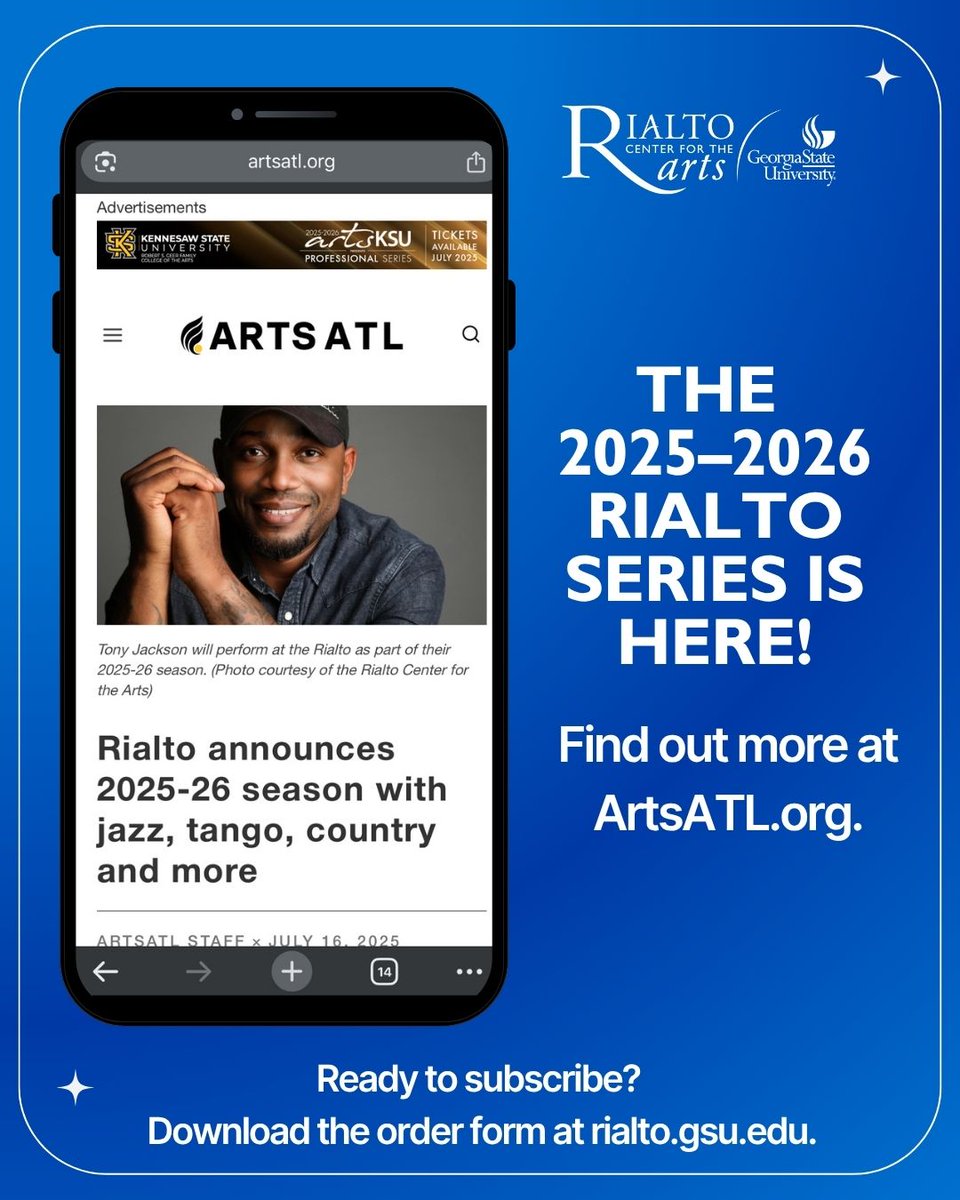 Which shows are calling your name? Explore the full 2025–2026 Rialto Series lineup now on @artsatlanta. Link in bio.

#DowntownAtlanta #JazzLovers #ArtLovers #CountryMusicLove #LiveInATL
