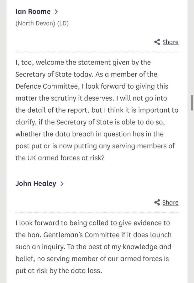 EdwardJDavey's tweet image. Two days ago John Healey claimed no-one serving in the armed forces was put at risk by the data breach. Today we found out that was false.
If the Defence Secretary has misled Parliament on this, he must urgently correct the record.