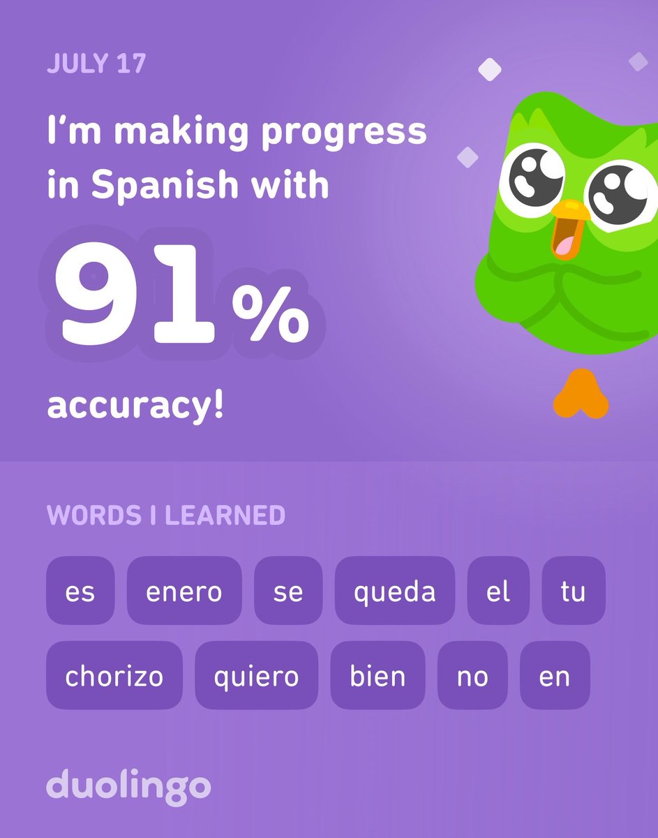 I’m learning Spanish on Duolingo! It’s free, fun, and effective.