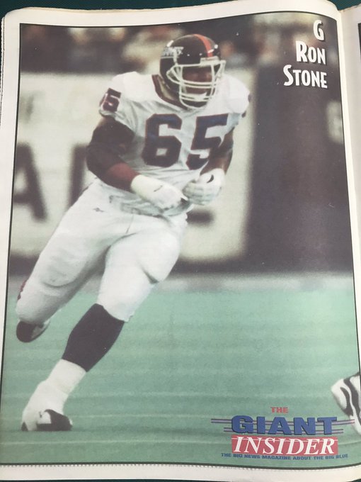 BigBlueVCR's tweet image. Random #NYGiants thing of the day: On his birthday here was a photo of Ron Stone from the pages of @GiantInsider in 1997. He was an example of a smart free agent signing, a young player who was blocked at a good team (Dallas) & getting him on the way up rather than just a name