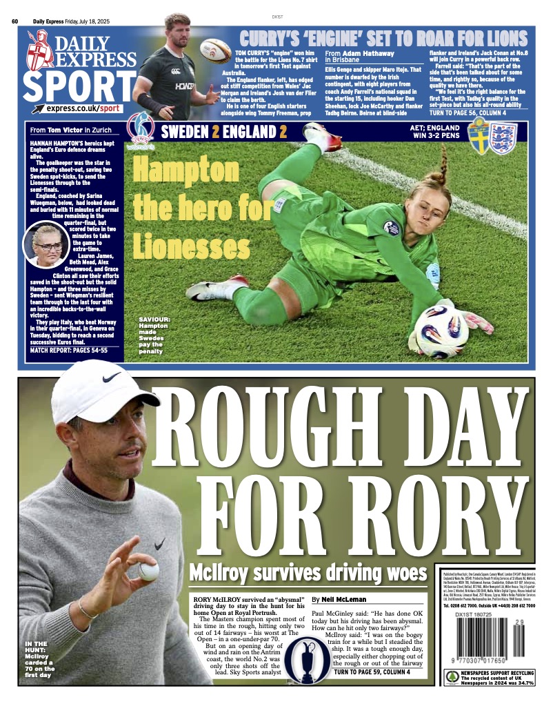 Lou_obrien19's tweet image. Friday's EXPRESS SPORT: Rough day for Rory #TomorrowsPapersToday