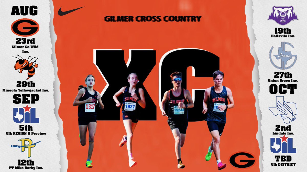 2025 Gilmer Buckeye Cross Country Schedule is LIVE!
Our runners have been putting in the miles all summer, and now it’s time to race! 
#GilmerXC