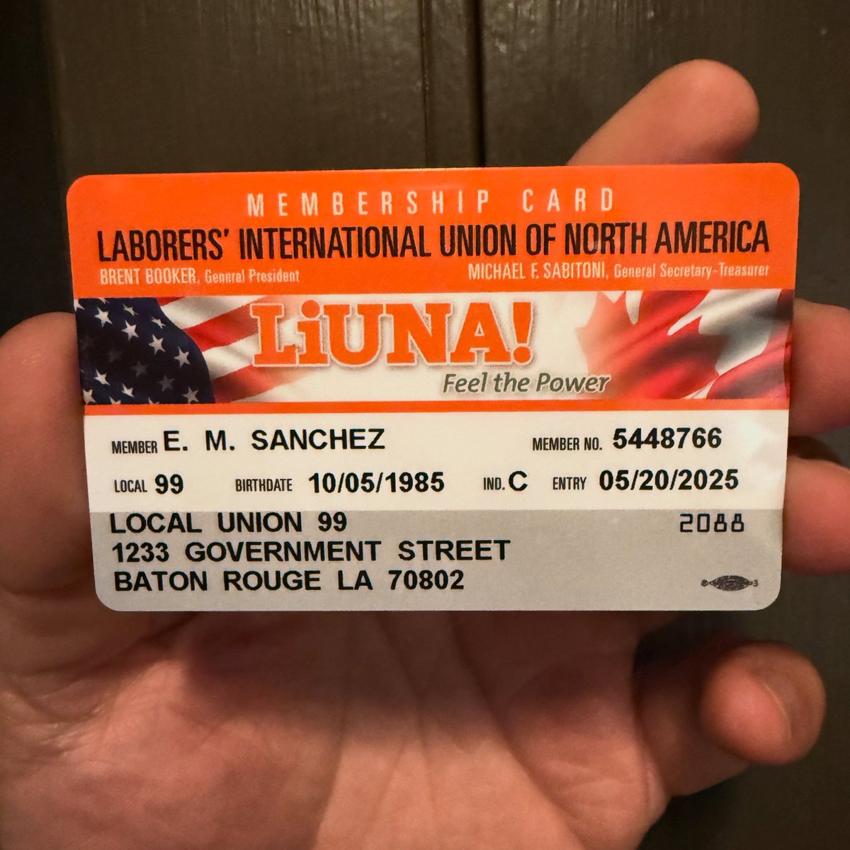 My LIUNA Local 99 union card just arrived—and it means everything.

After 18 years of fighting for working people across the country, being a union member in Louisiana and serving a region that represents this state hits different.

#FeelThePower #LaborersRising