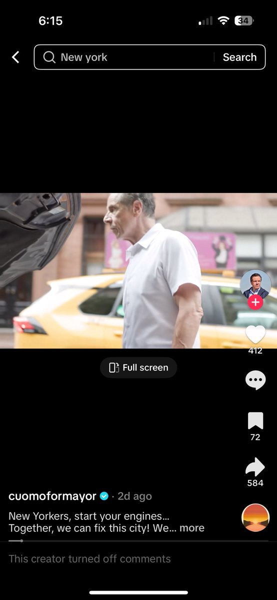 JacobRubashkin's tweet image. The Cuomo campaign is going Tiktok comments off for the general election