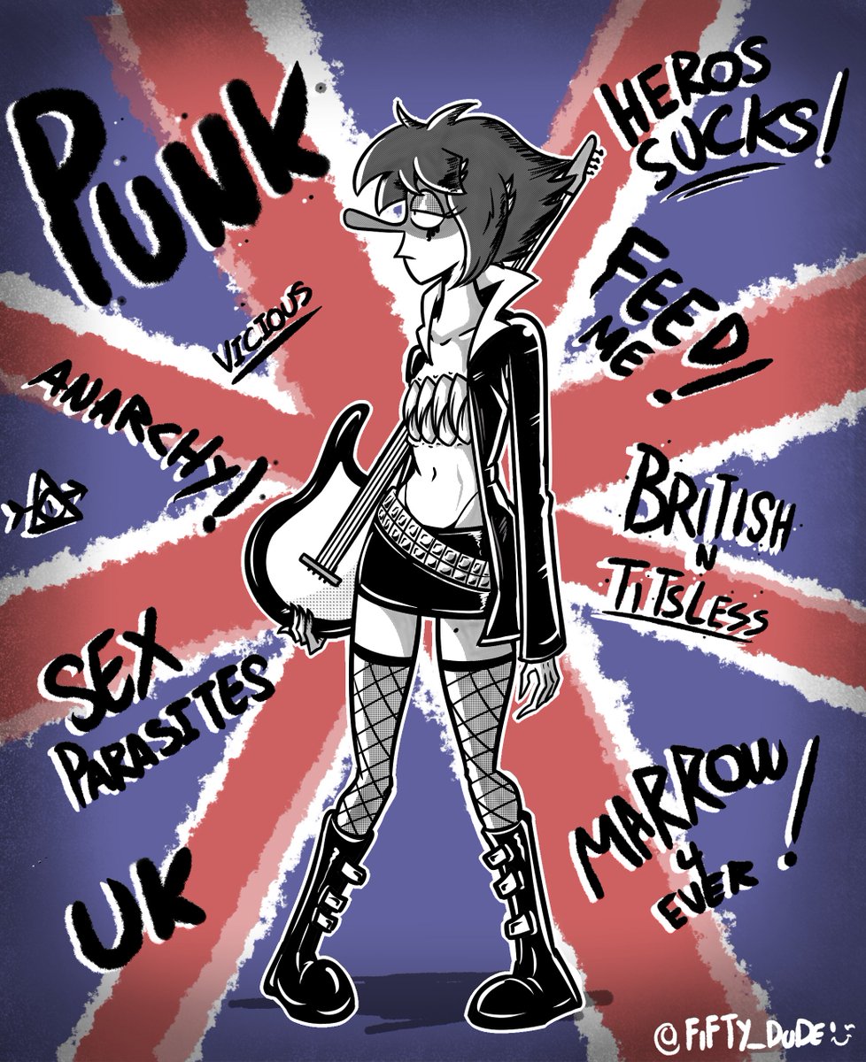 fifty_dude's tweet image. British punk mawrasite
#villainous #villainousfanart #mawrasite #britishpunk
#punk #RELEASEVILLAINOUS