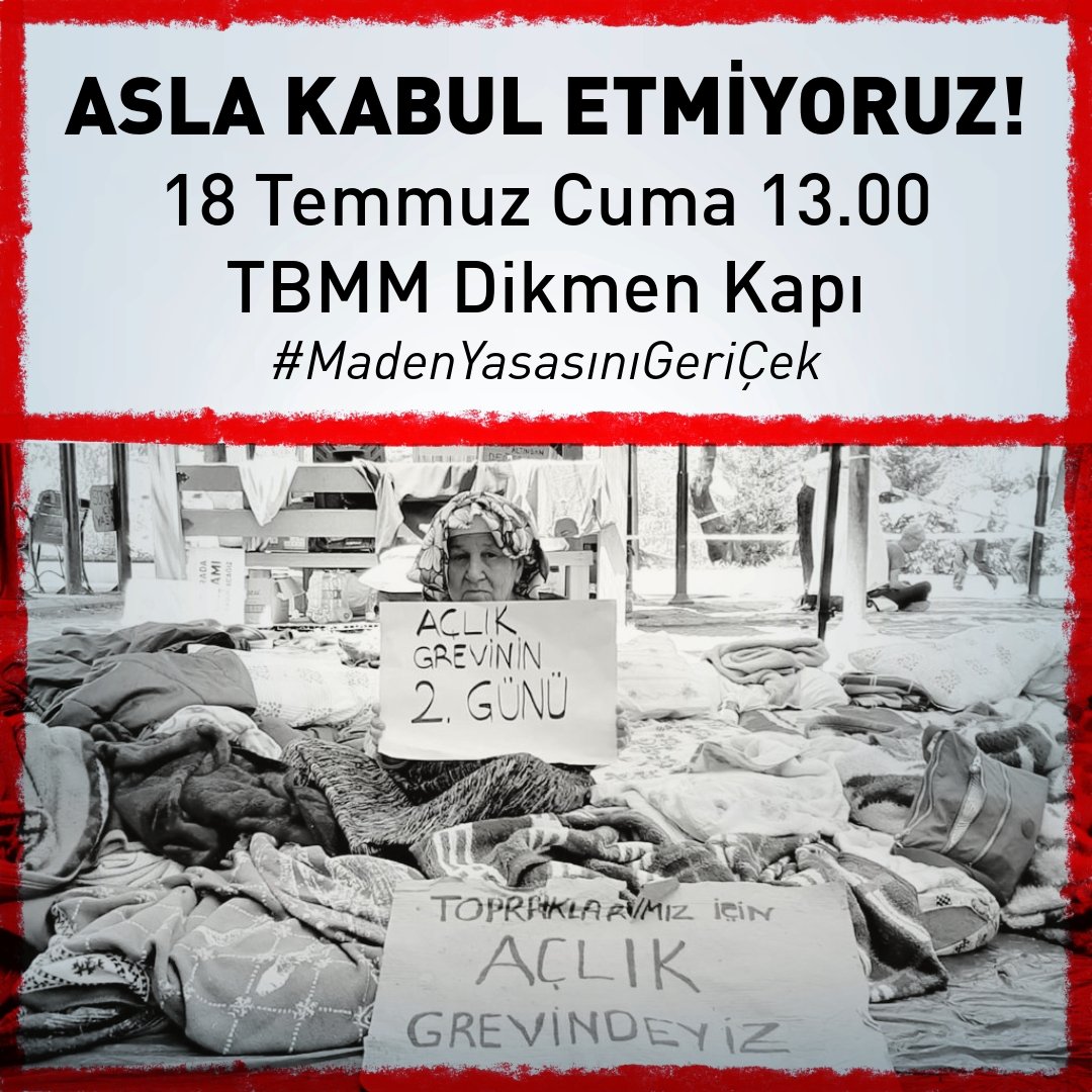 ikizkoydireniyo's tweet image. ASLA KABUL ETMİYORUZ!
Siz kabul oyları kullanmış olsanız da biz kabul etmiyoruz.
Bu yasa geçemez.
Üç gündür açlık grevinde olan biz köylüler tekrar meclis önünde olacağız!
Topraklarımızdan, zeytinlerimizden vazgeçmeyeceğiz!
#MadenYasasınıGeriÇek