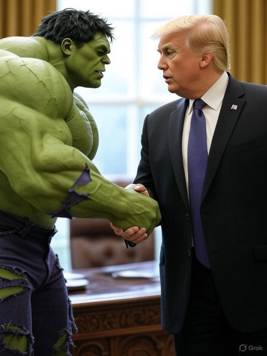 TwiddersaurusX's tweet image. Breaking News 🚨

The White House press secretary reveals that Trumps hands are bruised because he shook hands with a certain Avenger. 
 
#bruised #trump #handshaking #EpsteinTrumpCoverUp