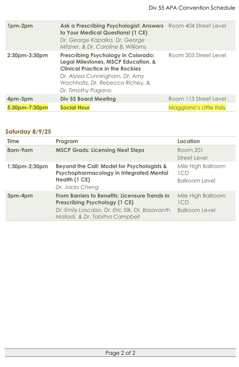 <a href="/APAconvention/">APA Convention</a> 2025 in Denver is only 3 WEEKS AWAY! We have made a quick reference guide to help you organize your days to attend our Division 55 presentations. Hope to see you there! #APA2025