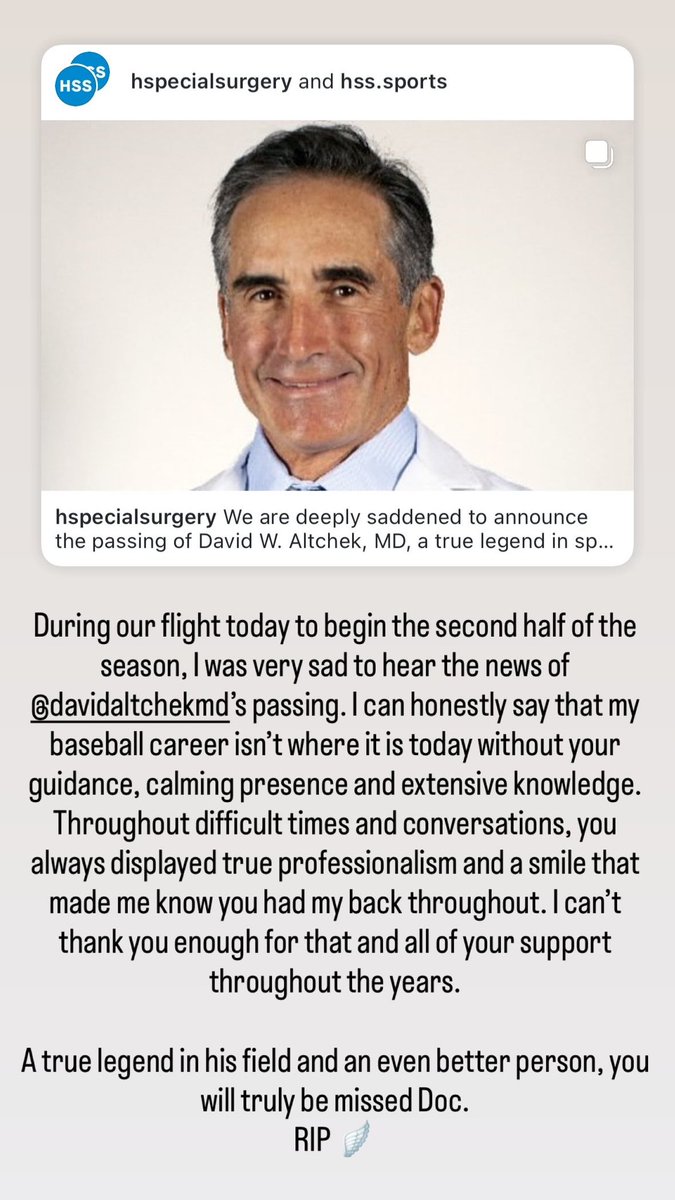 RIP Dr. Altchek <a href="/HSpecialSurgery/">Hospital for Special Surgery (HSS)</a>