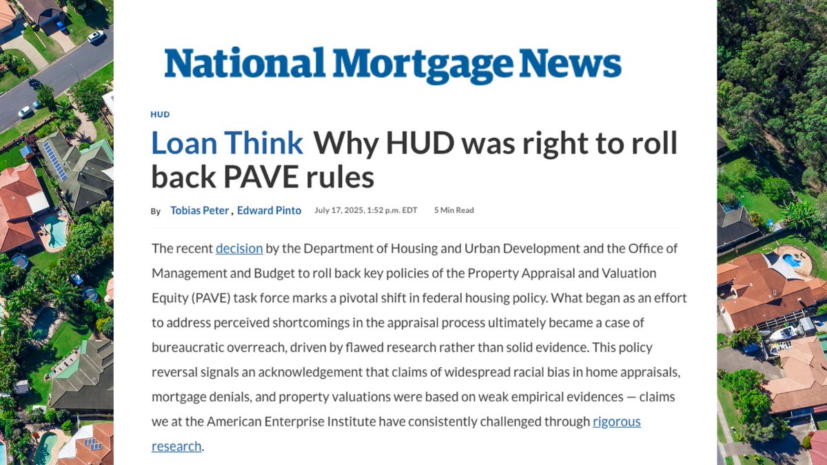 HUDgov's tweet image. The PAVE task force exemplified government overreach by increasing bureaucracy aimed at addressing so-called systemic biases in the home appraisal process.
We disbanded the PAVE task force to cut unnecessary red tape and refocus FHA efforts on serving all Americans.