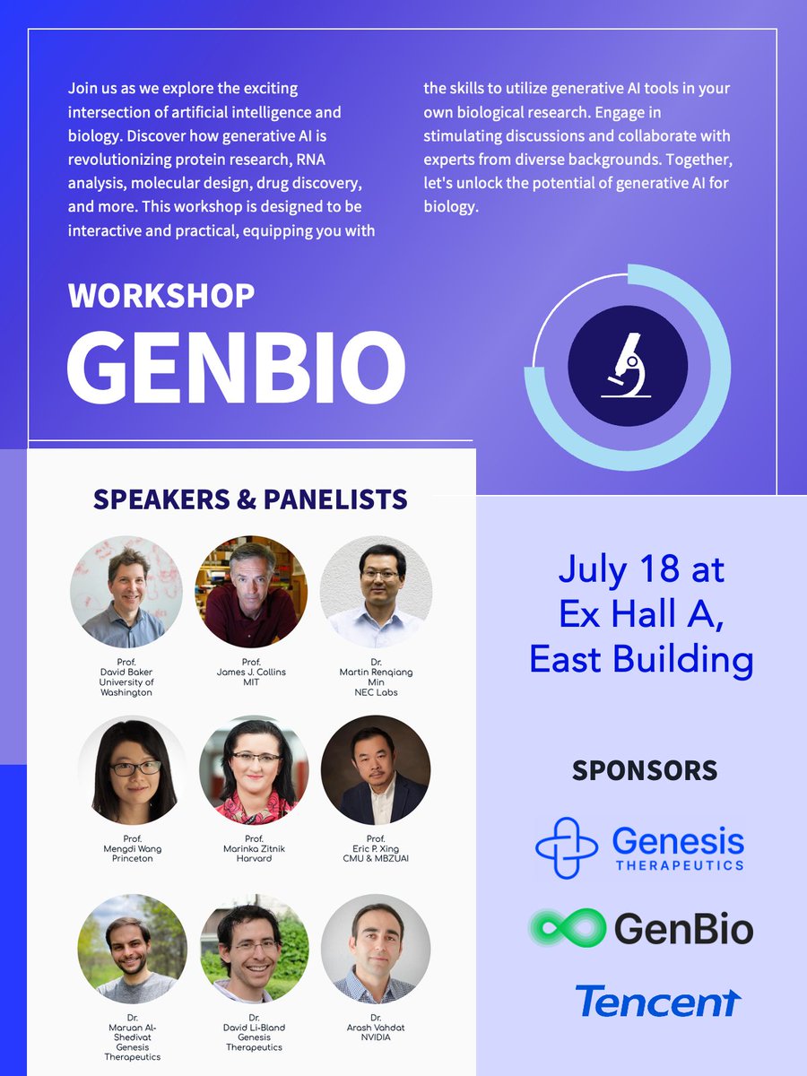 genbio_workshop's tweet image. Hope to see you all tomorrow at the GenAI & Bio workshop!! #ICML2025
Schedule: genbio-workshop.github.io/2025/