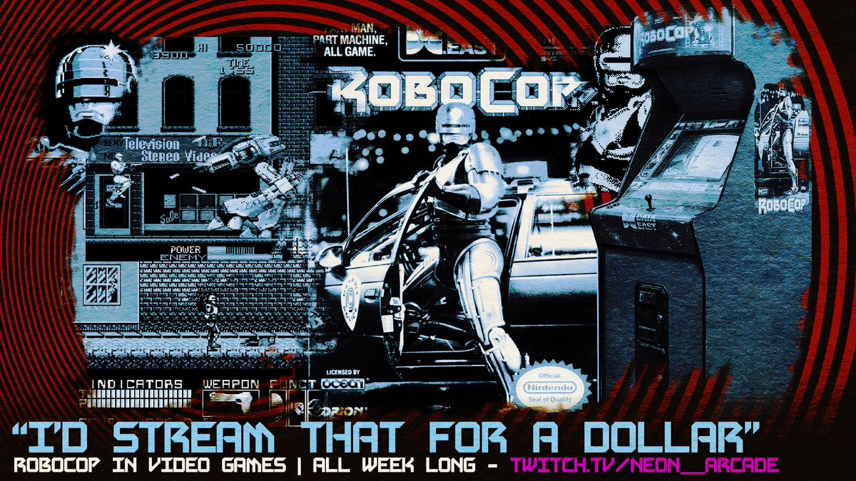 neonarcadegrant's tweet image. I'm live on Twitch tonight celebrating the 38th anniversary of Robocop's release in theaters with🤖👮♂️Robocop: Unfinished Business from @RoboCopRC! We assault the tower at 10 PM and I'll be using precision @TurtleBeach gear to do it. twitch.tv/neon_arcade
