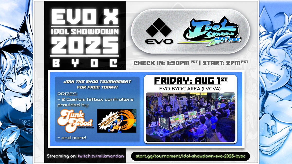 IdolShowdown's tweet image. Idol Showdown BYOC at EVO 2025! Signups are live!
start.gg/tournament/ido…
#IdolShowdown #Evo2025 #EVO
