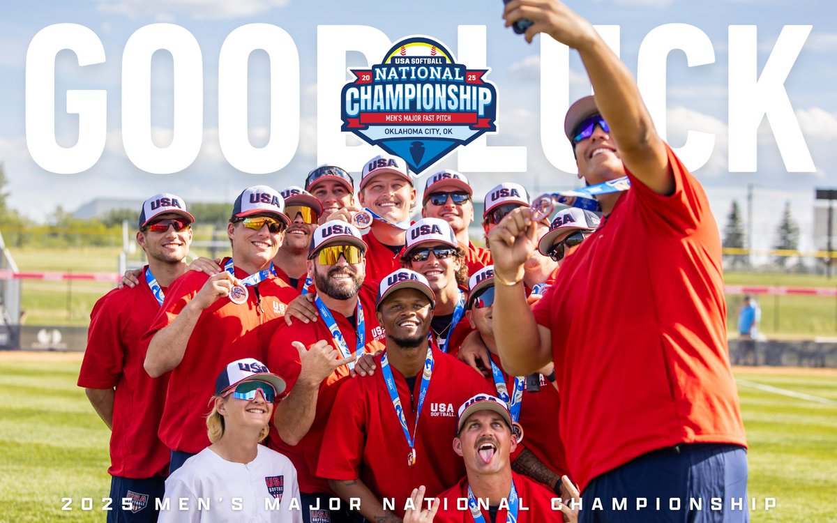 USASoftballMNT's tweet photo. Wishing the best of luck to the #USMNT athletes hitting the field at the 2025 @USASoftball 𝗠𝗲𝗻’𝘀 𝗠𝗮𝗷𝗼𝗿 National Championship this week! 🔥

#USMNT | #PlayUSAS https://t.co/8ScRV9DSmH