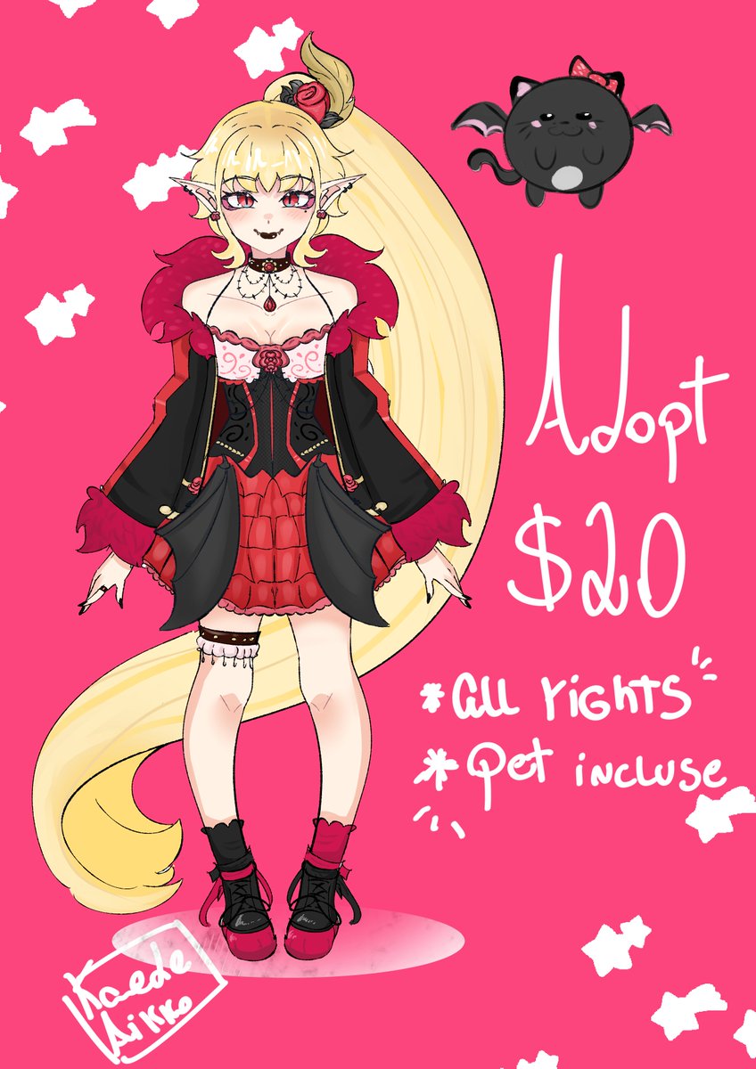 Deyaikko's tweet photo. ❤️Adopt - gothic vampire 🍷🦇
❤️$20
❤️Paypal only!
❤️All Rights!
❤️Pet Incluse! 
❤️Dm's open
#AdoptMe https://t.co/HcIJgvXdvL