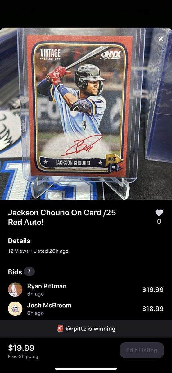 EloyTheGoat's tweet image. Wowza!! Pre bids are leading this at $19.99! 😳 🔥 on card auto /25!! Good luck brotha Pitt!!