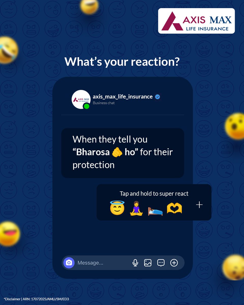 Some moments need no words, just the right emoji. 
Which one are you picking for this situation? 👇👇

Disclaimer: bit.ly/46fR9Tt
ARN: 17072025/AMLI/SM/ED3

#WorldEmojiDay #BharosaTumHo