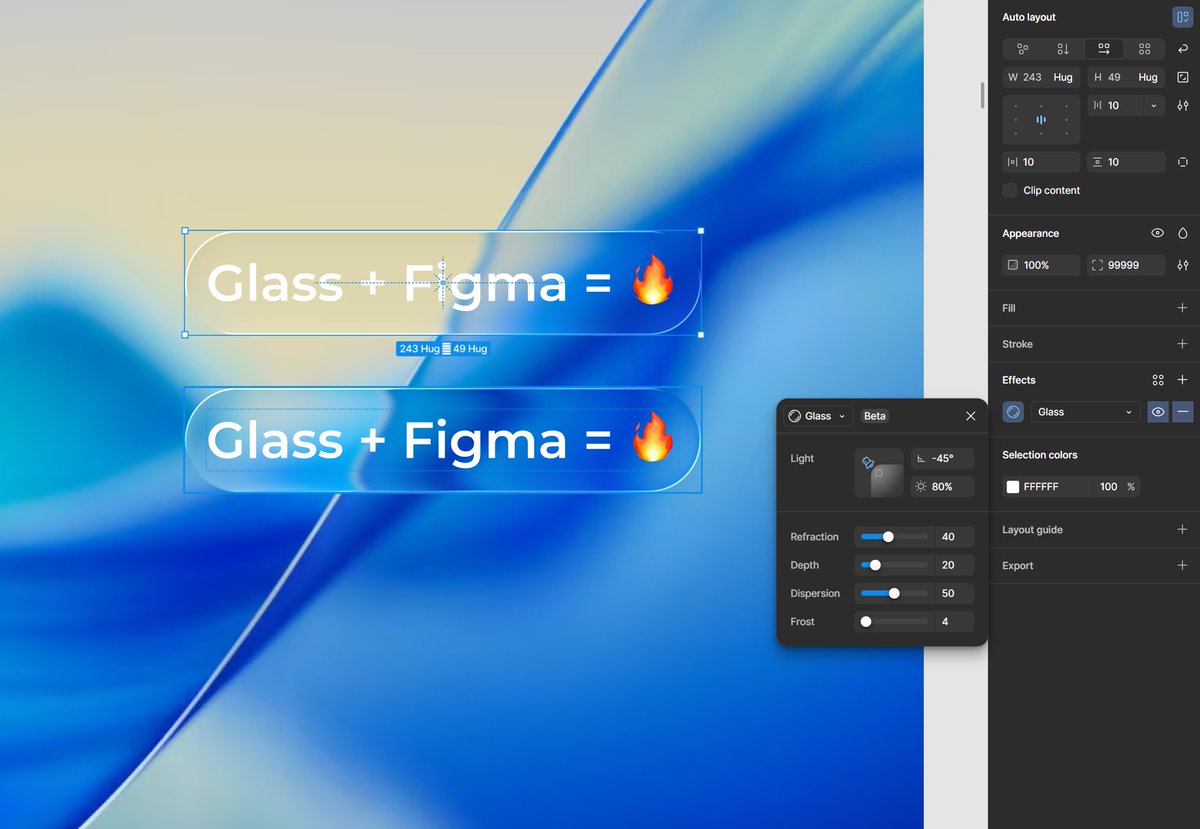 LinusBenkner's tweet image. Figma just added the glass effect and it&apos;s AWESOME 🔥