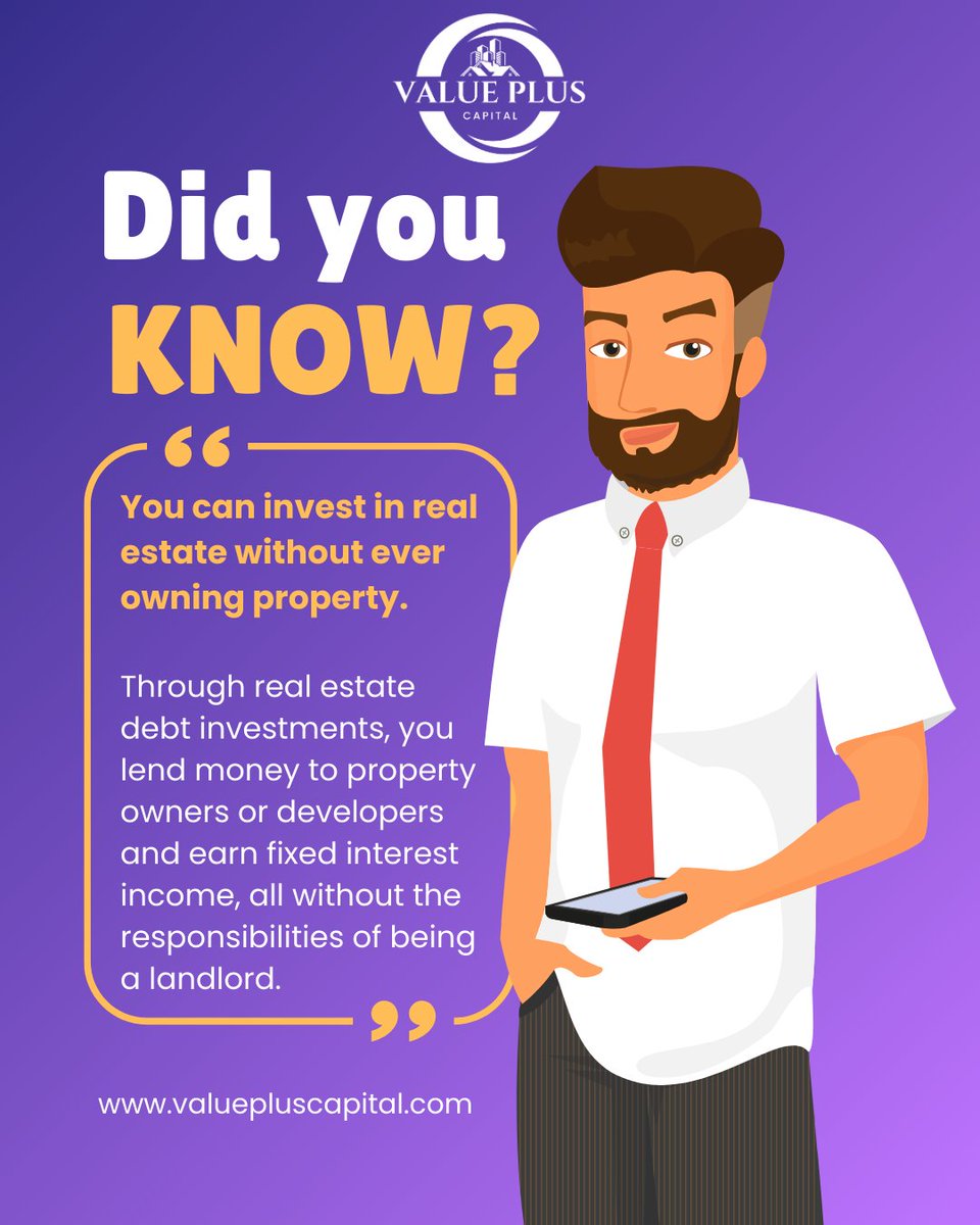 valuepluscap's tweet photo. 📘 Did You Know?
You don’t need to be a landlord to earn from real estate.

Learn more at https://t.co/VQwQ3KqRkP

#RealEstateInvesting #PassiveIncome #DebtInvesting #SmartMoneyMoves #RealEstateTips #ValuePlusCapital #AlternativeInvestments #WealthBuilding https://t.co/3A0q3pPSXp https://t.co/EPBFkTQQ00
