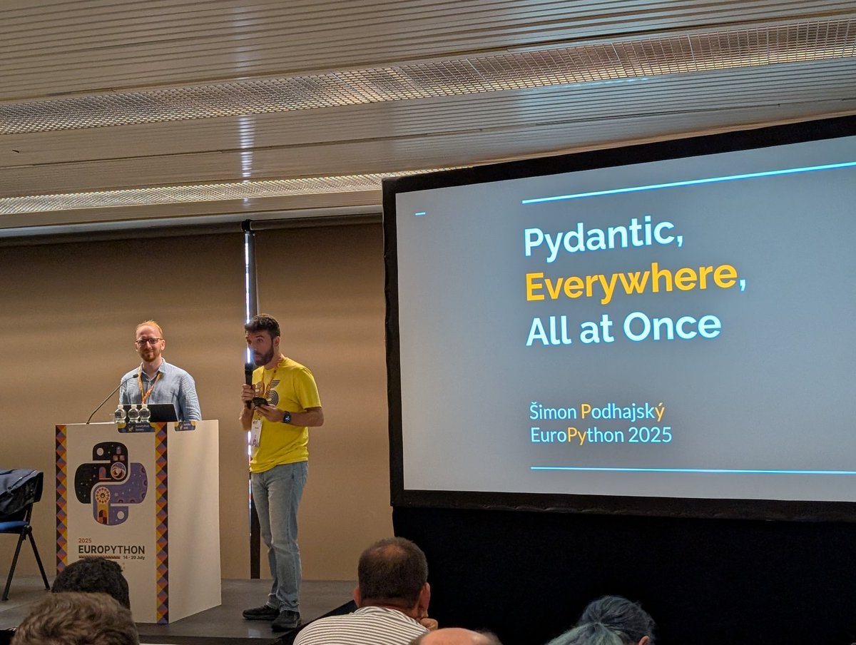 pauloxnet's tweet image. Šimon Podhajský presents the talk "Pydantic, Everywhere, All at Once" to a packed room at the EuroPython 2025 conference.
ep2025.europython.eu/session/pydant…
#EuroPython #EuroPython2025 #Pydantic #FastAPI
CC @europython @FastAPI @pydantic