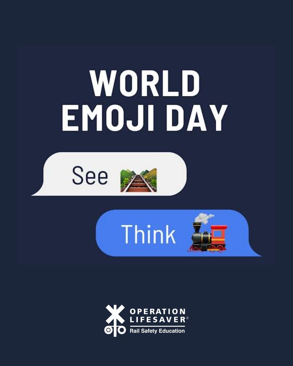 olinational's tweet image. See tracks? 🛤️
Always think train! 🚂
#WorldEmojiDay
#SeeTracksThinkTrain
#RailSafetyEducation