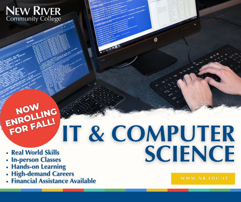 💻 The future needs tech pros--like you!
Train for high-demand, high-paying careers in IT and Computer Science at NRCC this fall. 

Explore IT and Computer Science at NRCC — Where You Belong.
👉 nr.edu/it/
#WhereYouBelong #TechCareers #NRCC