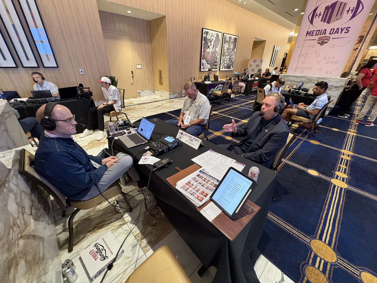 Lloyd Cole (@lloydcolezone) on Twitter photo Live from <a href="/MountainWest/">Mountain West</a> Media Days, Utah State head coach Bronco Mendenhall NOW on the <a href="/KSLSportsZone/">97.5 The KSL Sports Zone</a>. #AggiesAllTheWay #UtahState
🗣️ <a href="/975Hans/">Hans Olsen</a> <a href="/ScottyGZone/">Scott Garrard</a>
📱 <a href="/kslsports/">KSL Sports</a> app
🎧 kslsports.com/stream
💻 youtube.com/@ksl5sports Live from <a href="/MountainWest/">Mountain West</a> Media Days, Utah State head coach Bronco Mendenhall NOW on the <a href="/KSLSportsZone/">97.5 The KSL Sports Zone</a>. #AggiesAllTheWay #UtahState
🗣️ <a href="/975Hans/">Hans Olsen</a> <a href="/ScottyGZone/">Scott Garrard</a>
📱 <a href="/kslsports/">KSL Sports</a> app
🎧 kslsports.com/stream
💻 youtube.com/@ksl5sports