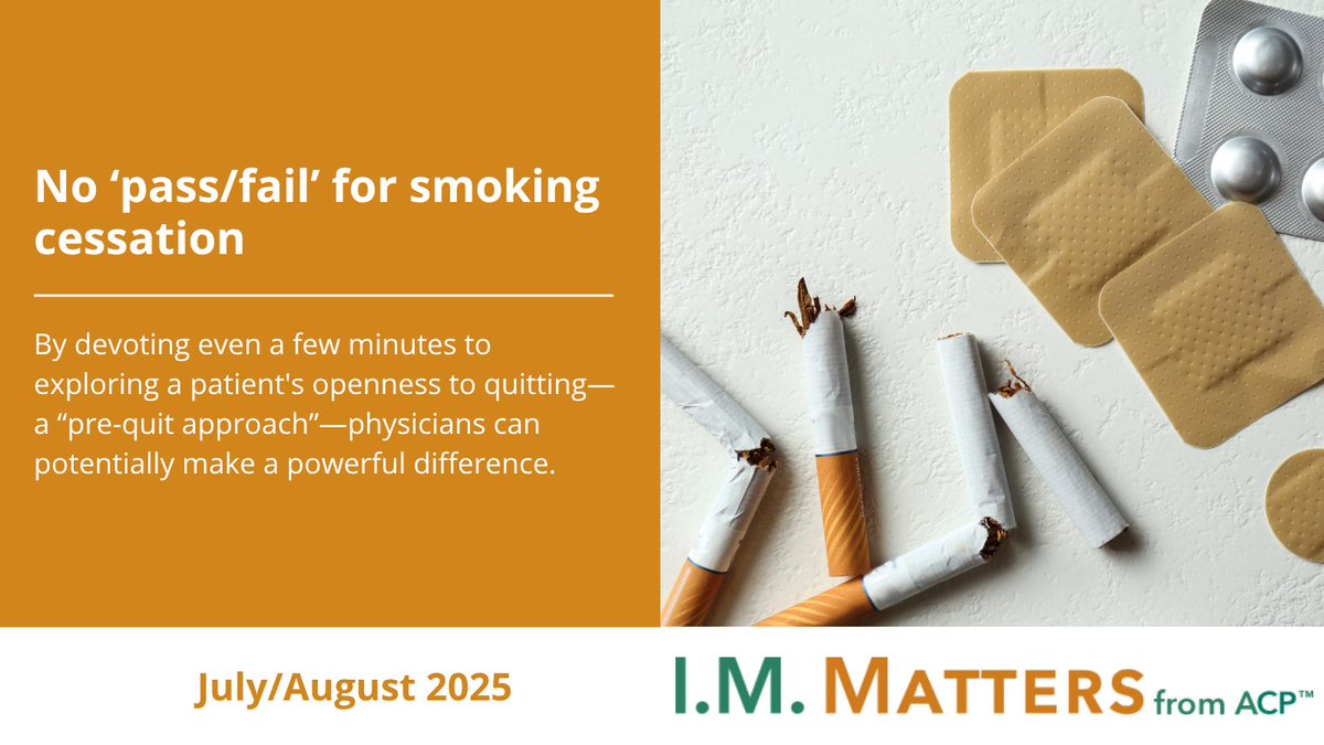 ACPIMPhysicians's tweet image. Read the latest in @IMMattersACP for July/August: bit.ly/43BVdfv 
🔸 No ‘pass/fail’ for smoking cessation
🔸 📷 Tackling deprescribing in older adults 
🔸 Washington Perspective: Diamonds are forever, or are they?