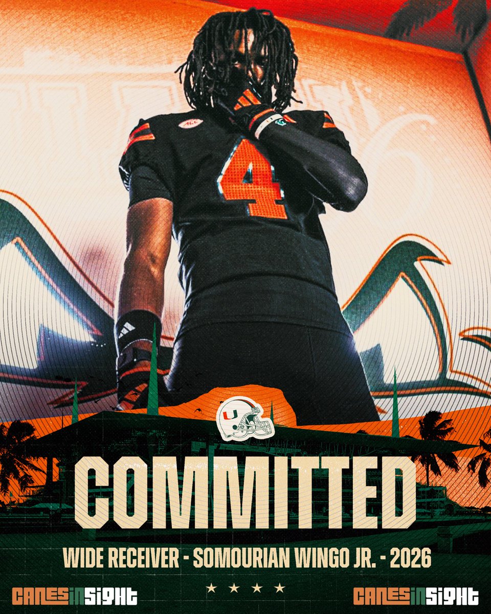 BREAKING: 4-Star WR Somourian Wingo commits to Miami! Canes beat out Florida and South Carolina to land the blue-chip prospect.