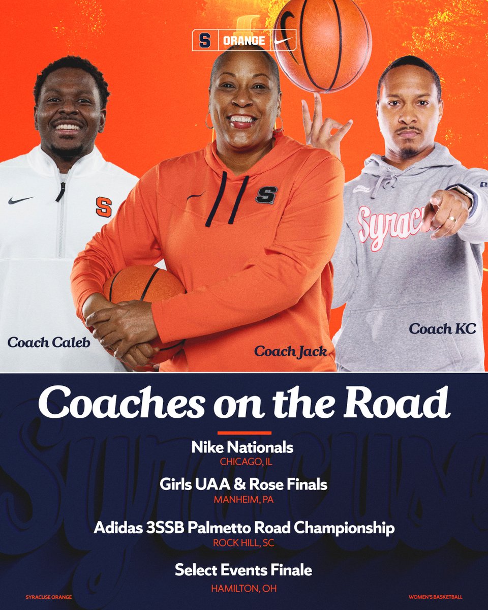 CuseWBB's tweet image. Another busy weekend on the road for our staff searching for athletes that want to excel on the court, in the classroom and in life 🏀📚🌎🍊