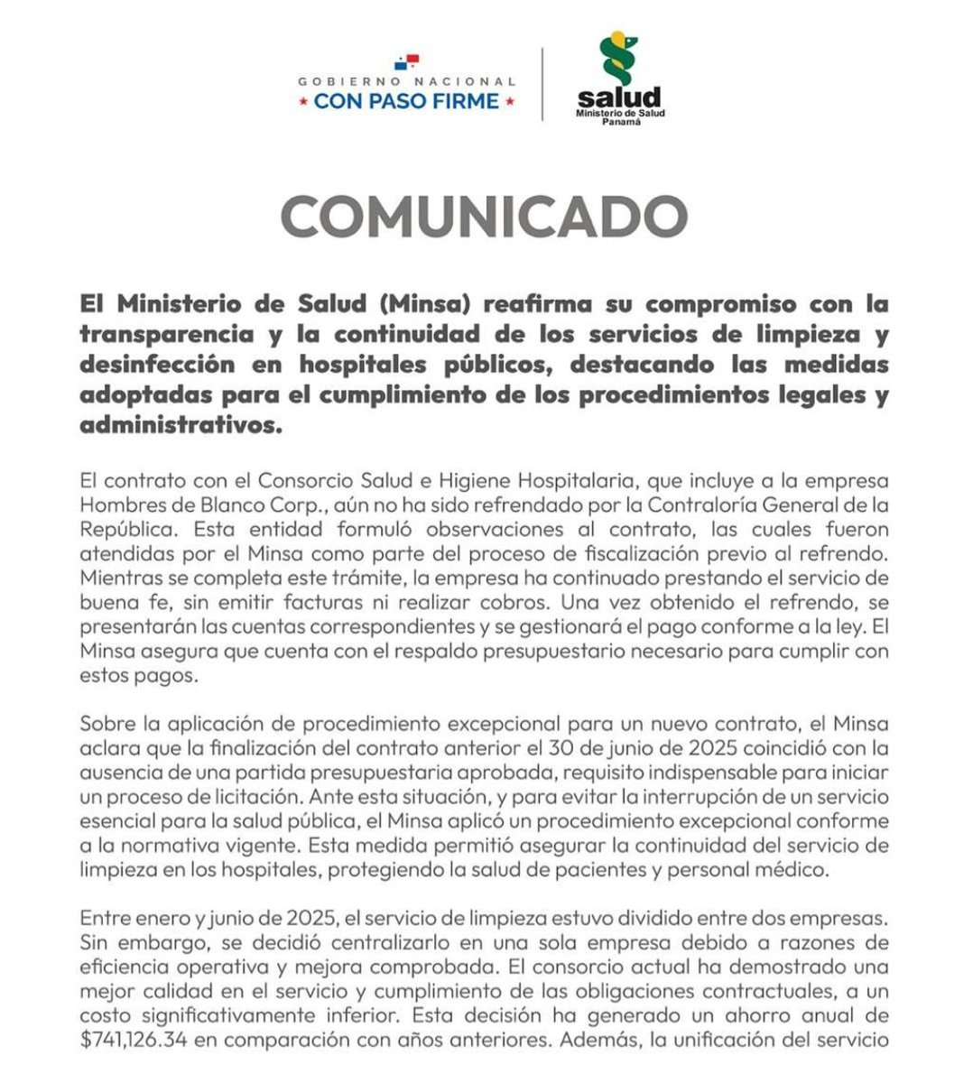 PanamaHoy_'s tweet image. El ministro de Salud,Fernando Boyd, fue muy claro y contundente al explicar la metodología utilizada para otorgar el contrato de limpieza hospitalaria a Hombres de Blanco. Destacó que para el 2026, se llevará a cabo la licitación pública.