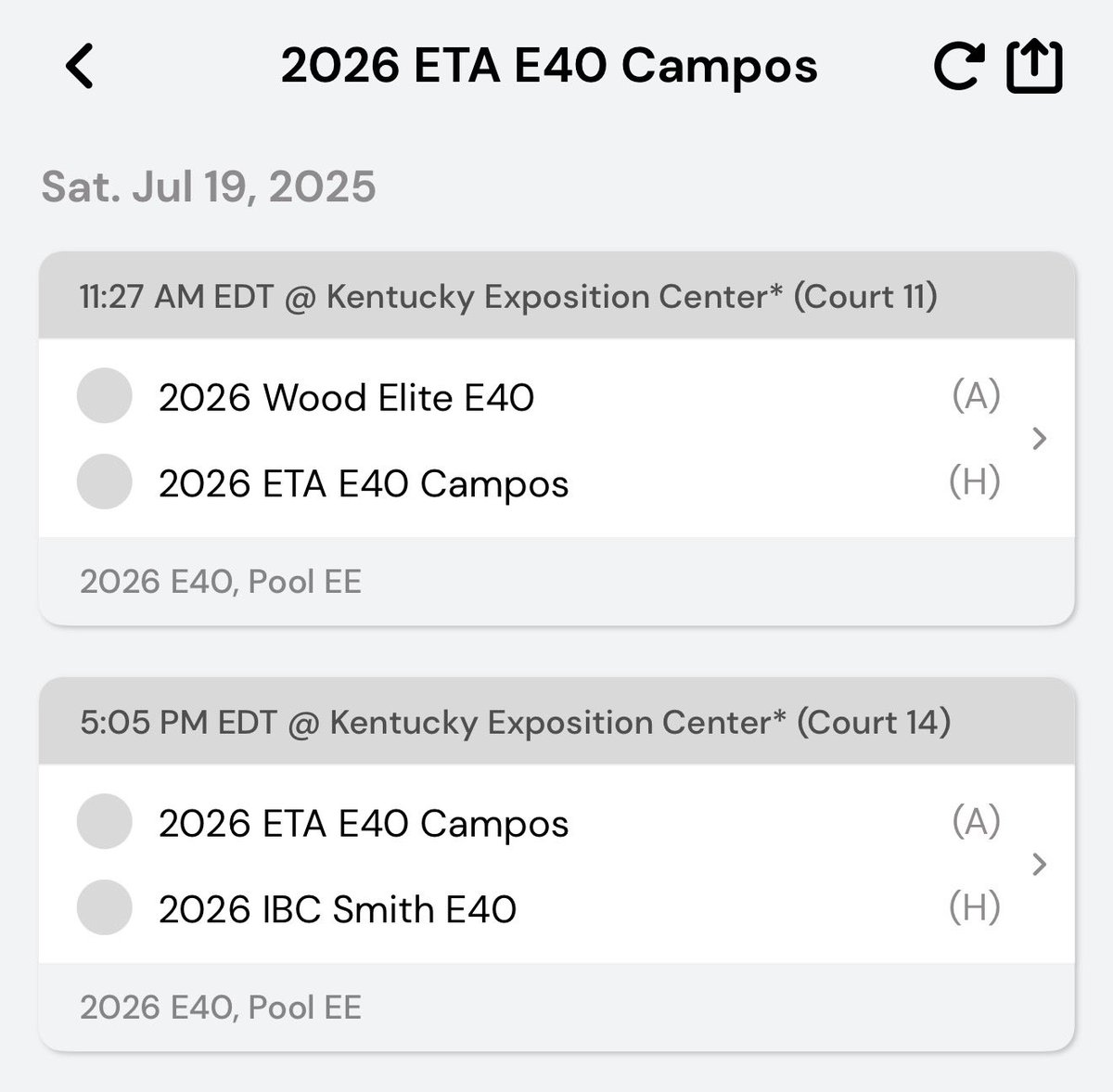 Lydia Phillips (#22) (@lydia_phillips8) on Twitter photo <a href="/Elite40League/">Elite 40 League</a> champions in just a couple days! Here is our pool play!
<a href="/EastTNAir/">East TN Air (Campos)</a> <a href="/LadyBuffaloes/">Clarkrange Lady Buffaloes</a> <a href="/AshleyP37608166/">Ashley Phillips</a> <a href="/Elite40League/">Elite 40 League</a> champions in just a couple days! Here is our pool play!
<a href="/EastTNAir/">East TN Air (Campos)</a> <a href="/LadyBuffaloes/">Clarkrange Lady Buffaloes</a> <a href="/AshleyP37608166/">Ashley Phillips</a>