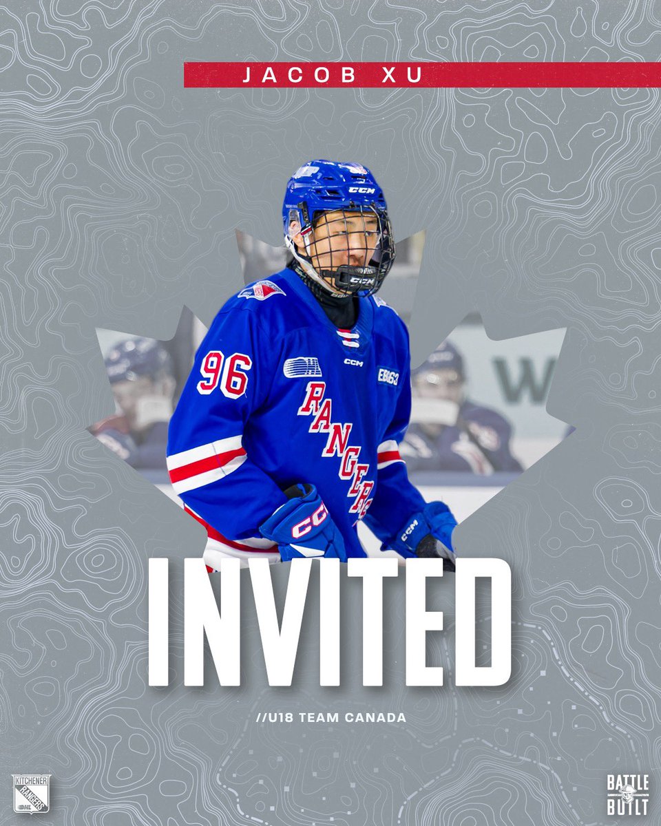 OHLRangers's tweet image. Four Kitchener Rangers are headed to Hockey Canada Camps! 🇨🇦🏕️
Jason Schaubel, Adam Valentini, and Jacob Xu will be attending Canada’s National Men’s Summer U-18 Team Selection Camp
Alex Forrest will be attending Canada’s U-17 Development Camp
#RTown | #BattleBuilt