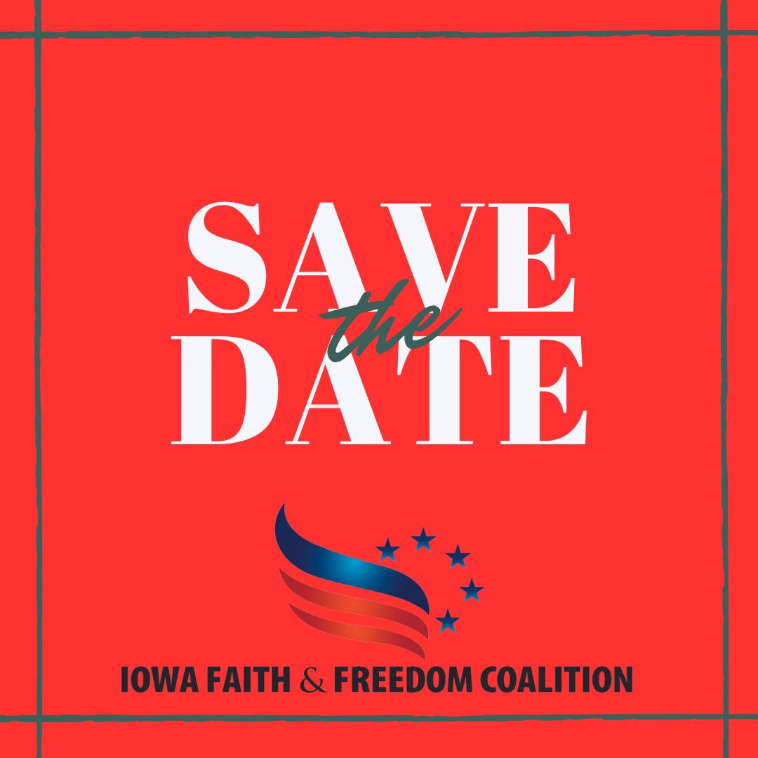 Iowa Faith & Freedom (@iowafaith) on Twitter photo ๐บ๐ธ The Iowa Faith & Freedom Fall Banquet is Saturday, Sept. 20, at the Airport Holiday Inn in Des Moines. Please bring your friends and join us for a memorable evening.
RSVP today: 515-971-7363
Email: slscheffler@ffciowa.com ๐บ๐ธ The Iowa Faith & Freedom Fall Banquet is Saturday, Sept. 20, at the Airport Holiday Inn in Des Moines. Please bring your friends and join us for a memorable evening.
RSVP today: 515-971-7363
Email: slscheffler@ffciowa.com