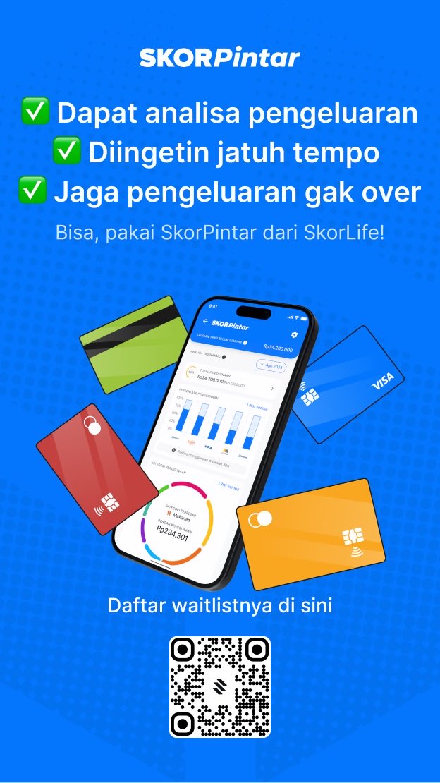Lagi mau cobain SkorPintar, nih. Katanya ada insight pola penggunaan kartu kredit, reminder buat bayar &amp; spending meter-nya. Coba kita liat seberapa ngebantu fitur ini buat #LebihPaham ngatur kartu kredit 😎
#SkorPintar #SkorLife #FinancialTips