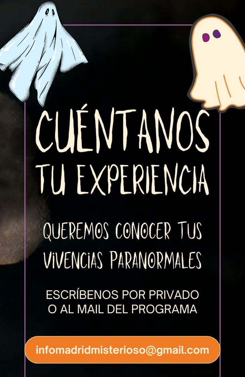 🎙️Tú haces Madrid Misterioso 🔴 Para el último programa de la temporada queremos que nos cuentes tus vivencias con el misterio. 

O que nos hagas alguna pregunta sobre algún tema, programa, o asunto en general para Álvaro y María. 🔁

Responde al tuit o manda un mail 
Gracias!