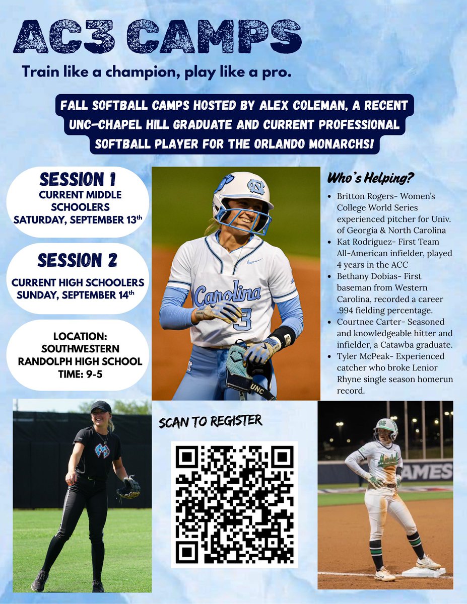 alex__lb8's tweet photo. The secret is out!!! I am hosting 2 softball camps on the weekend listed above. I have stellar help and this is a great opportunity to improve your skill level and softball IQ. If you are serious about improving your game, here is the link! https://t.co/e1GTJX4rR0 https://t.co/SdcjH8kaRz