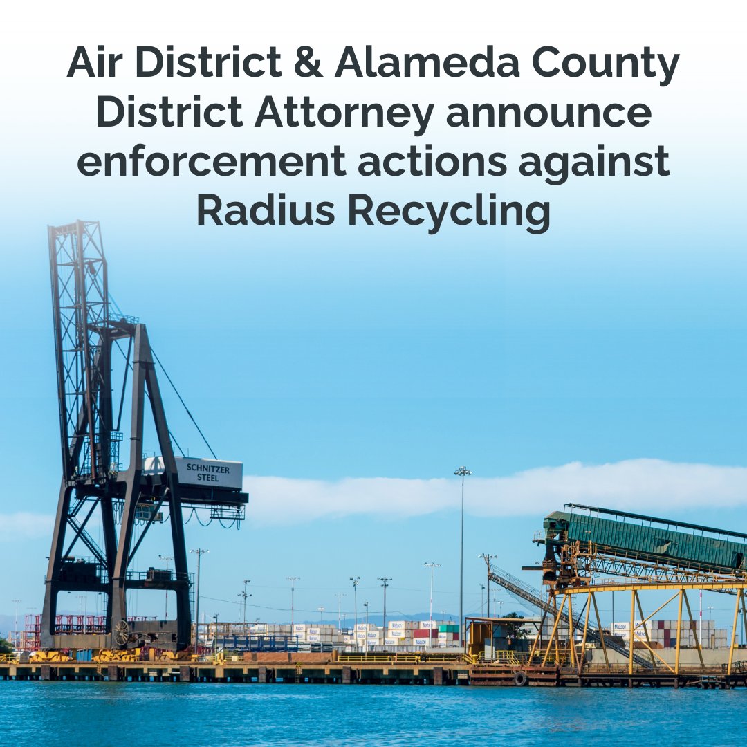 The Air District &amp; <a href="/AlamedaCountyDA/">ACDAO</a> have filed a lawsuit seeking penalties from Radius Recycling, formerly Schnitzer Steel, for violations related to a major fire at their #WestOakland facility in August 2023. Learn more: bit.ly/4kKanUS