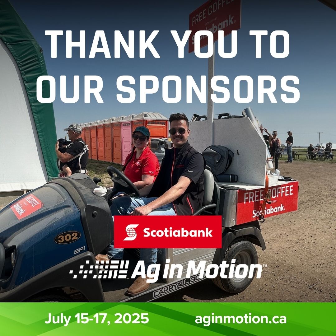 AginMotion's tweet image. Big thanks to our #AIM25 sponsors keeping Day 3 running smooth!
⚙️ @kochincglobal Booth 385
🌾 @ufacooperative UFA Pavilion
🌱 @brettyoungseeds seeds
🚜 @FCCagriculture Ag Pavilion & shuttle
☕ @Scotiabank coffee cart & SBM Pavilion
🪑 @saskrealtors benches
Visit & say hi!